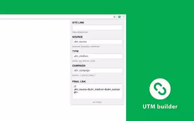 UTM Builder  from Chrome web store to be run with OffiDocs Chromium online