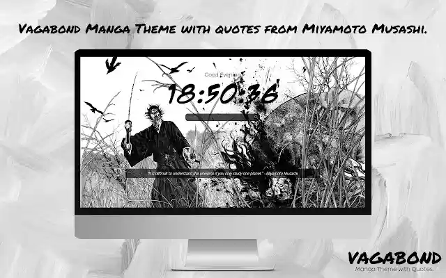 Vagabond: Manga Theme with Musashi quotes.  from Chrome web store to be run with OffiDocs Chromium online