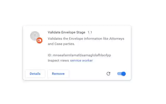 Validate Envelope Stage  from Chrome web store to be run with OffiDocs Chromium online