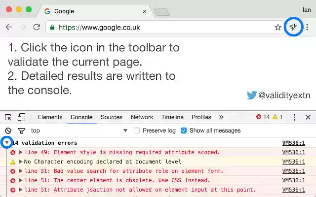 Validity  from Chrome web store to be run with OffiDocs Chromium online
