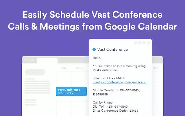 Vast Conference for Google Calendar from Chrome web store to be run with OffiDocs Chromium online Vast Conference for Google Calendar from Chrome web store to be run with OffiDocs Chromium online
