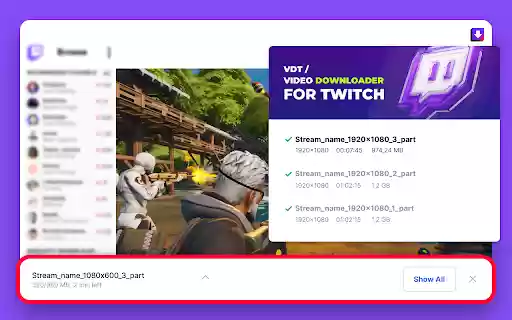 VDT | Video Downloader for Twitch  from Chrome web store to be run with OffiDocs Chromium online