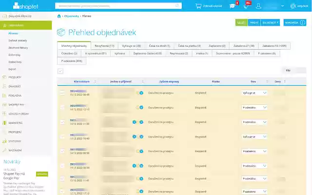 Veba E shop Administrace  from Chrome web store to be run with OffiDocs Chromium online