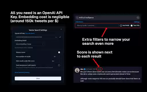 Vector Search for X (formerly Twitter)  from Chrome web store to be run with OffiDocs Chromium online