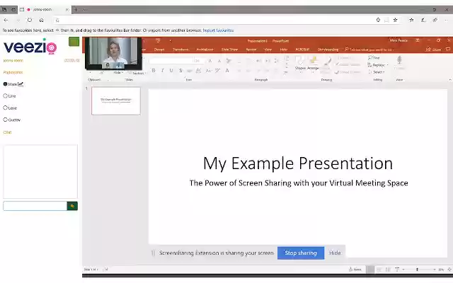 Veezio Screensharing Extension  from Chrome web store to be run with OffiDocs Chromium online