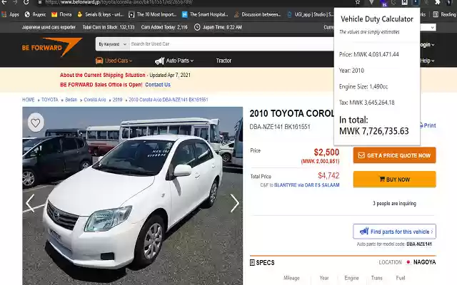 Vehicle Duty Calculator  from Chrome web store to be run with OffiDocs Chromium online