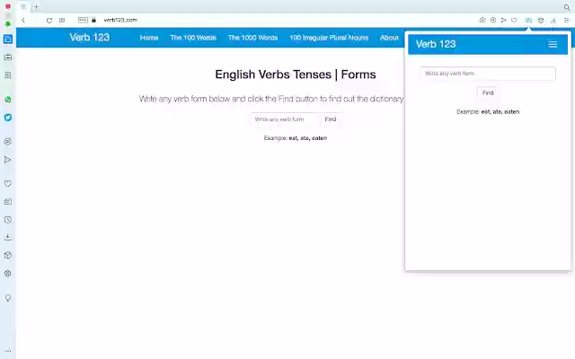 Verb123 | English Verbs Tenses from Chrome web store to be run with OffiDocs Chromium online Verb123 | English Verbs Tenses from Chrome web store to be run with OffiDocs Chromium online
