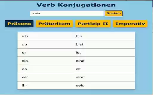 Verb Konjugation  from Chrome web store to be run with OffiDocs Chromium online