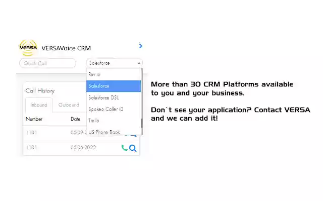 VERSAVoice CRM Integration  from Chrome web store to be run with OffiDocs Chromium online