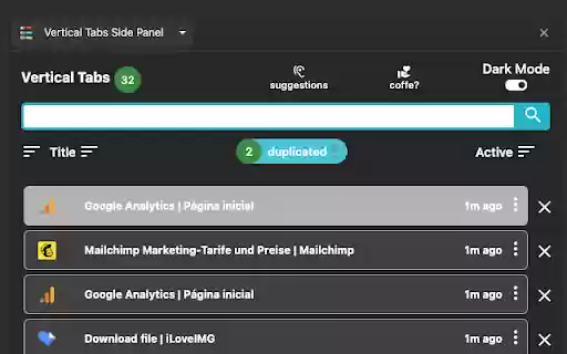 Vertical Tabs Side Panel  from Chrome web store to be run with OffiDocs Chromium online