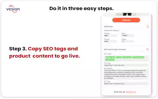 Vesion AI Automated Product Cataloguing  from Chrome web store to be run with OffiDocs Chromium online