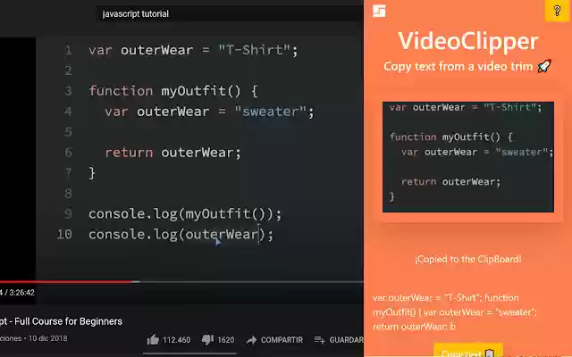 video clipper  from Chrome web store to be run with OffiDocs Chromium online