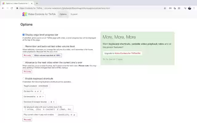 Video Controls for TikTok  from Chrome web store to be run with OffiDocs Chromium online