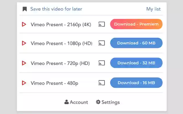 OffiDocs Chromium 온라인과 함께 실행되는 Chrome 웹 스토어의 Video Downloader Plus