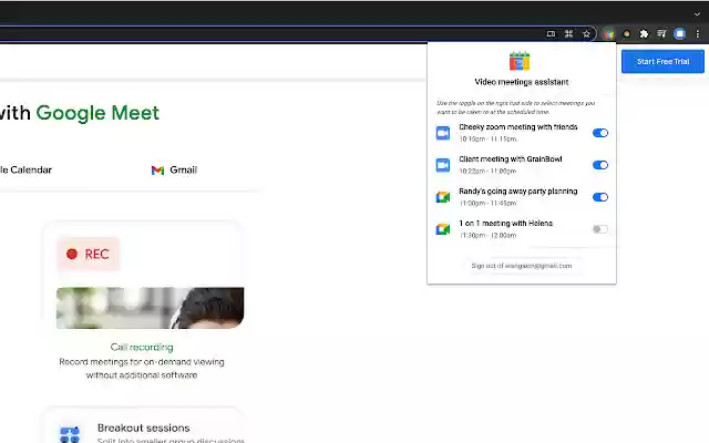 El asistente de videoconferencias de Chrome web store se ejecutará con OffiDocs Chromium en línea