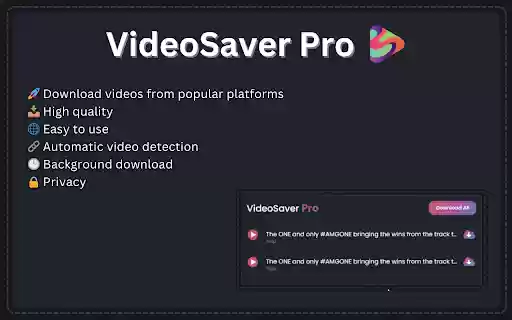 VideoSaver Pro Download Video Online  from Chrome web store to be run with OffiDocs Chromium online