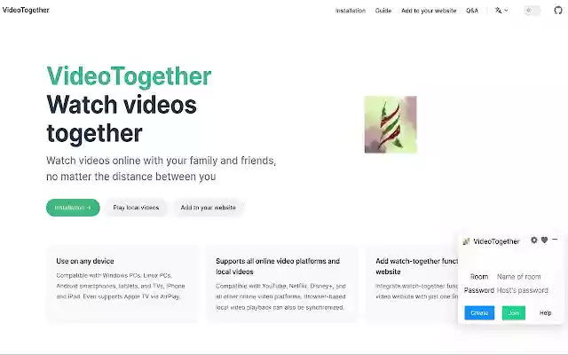 VideoTogether dal Chrome Web Store da eseguire con OffiDocs Chromium online