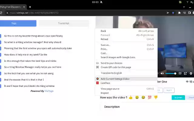 VidPowr  from Chrome web store to be run with OffiDocs Chromium online