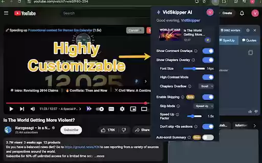 VidSkipper AI: YouTube Summary, Chapters  Sponsor Block  from Chrome web store to be run with OffiDocs Chromium online