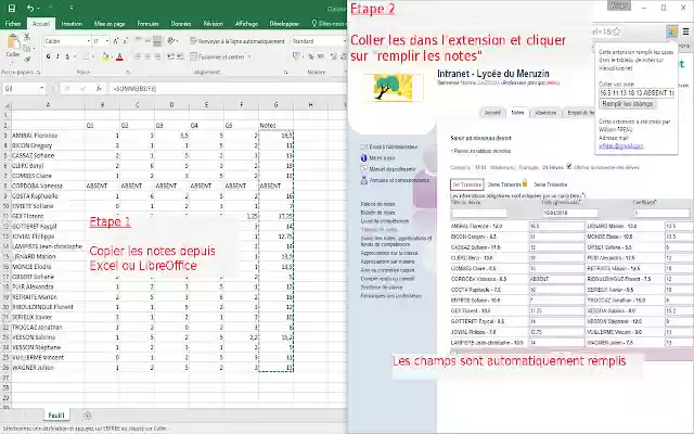 VieScolaire.net remplisseur de notes  from Chrome web store to be run with OffiDocs Chromium online