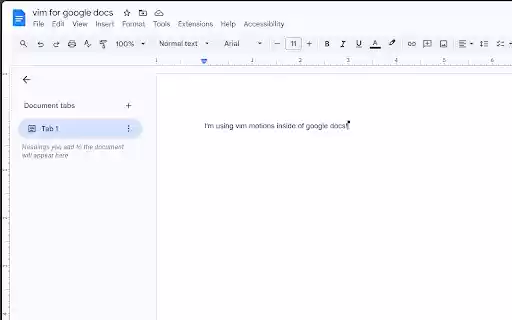 Vim For Docs  from Chrome web store to be run with OffiDocs Chromium online