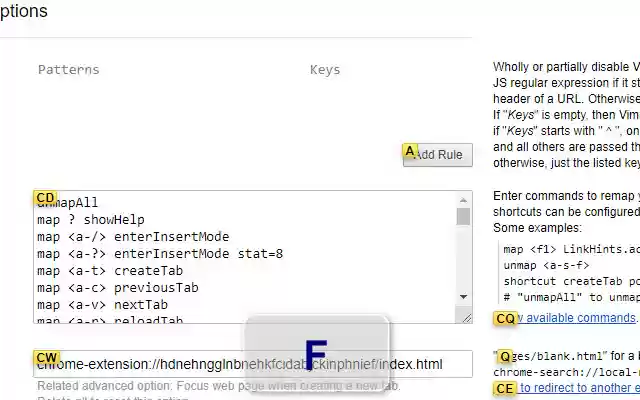 Vimium C All by Keyboard  from Chrome web store to be run with OffiDocs Chromium online