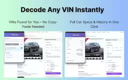 vindecode.app Free VIN Decoder and Instant Car Report  from Chrome web store to be run with OffiDocs Chromium online
