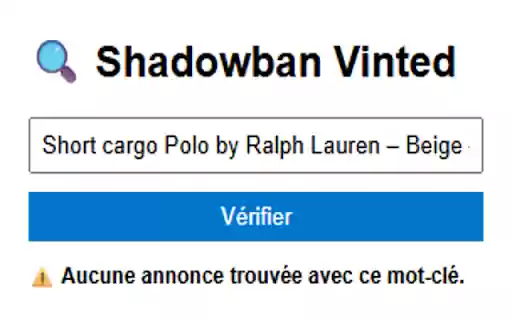 Vinted Shadowban Checker  from Chrome web store to be run with OffiDocs Chromium online