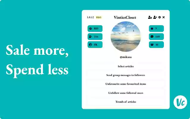 VintiesCloset: Sale more, spend less  from Chrome web store to be run with OffiDocs Chromium online