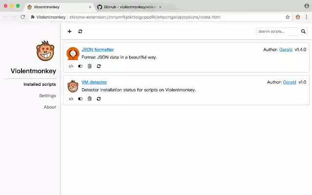 Violentmonkey BETA  from Chrome web store to be run with OffiDocs Chromium online