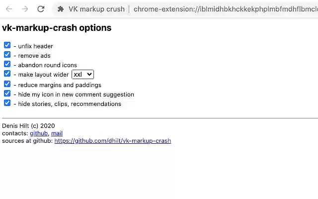 VK markup crush  from Chrome web store to be run with OffiDocs Chromium online
