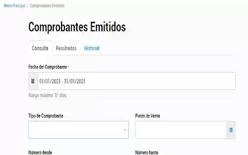 VMC AFIP Consulta de Comprobantes  from Chrome web store to be run with OffiDocs Chromium online