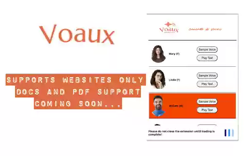 Voaux Text to Speech  from Chrome web store to be run with OffiDocs Chromium online