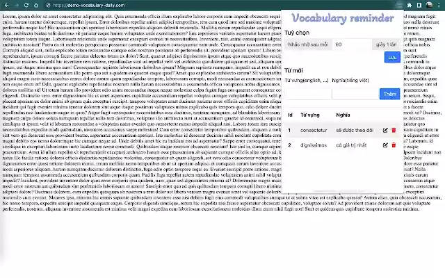 Vocabulary Reminder  from Chrome web store to be run with OffiDocs Chromium online