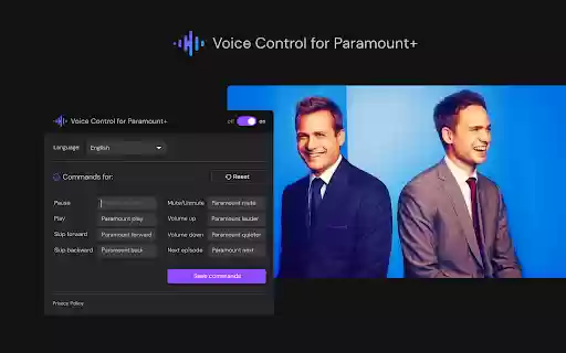 Voice Control for Paramount+  from Chrome web store to be run with OffiDocs Chromium online