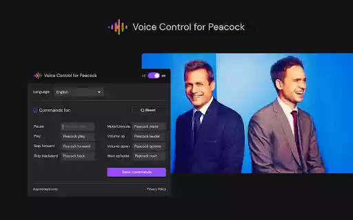 Voice Control for Peacock  from Chrome web store to be run with OffiDocs Chromium online