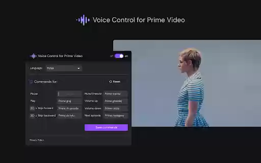 Voice Control for Prime Video  from Chrome web store to be run with OffiDocs Chromium online