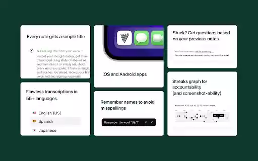 Voicenotes AI: Transcribe Notes and Meetings  from Chrome web store to be run with OffiDocs Chromium online