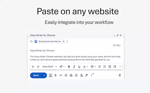 Voice Writer  from Chrome web store to be run with OffiDocs Chromium online