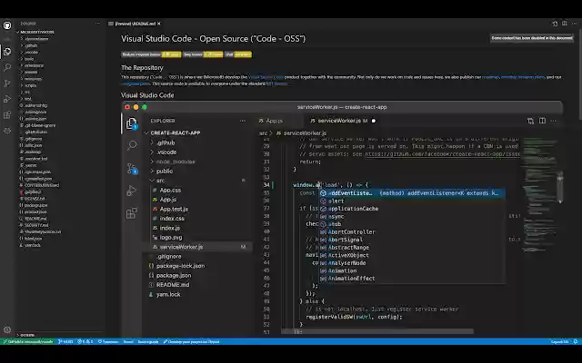 VS Code  from Chrome web store to be run with OffiDocs Chromium online
