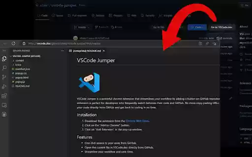 VSCode Jumper  from Chrome web store to be run with OffiDocs Chromium online