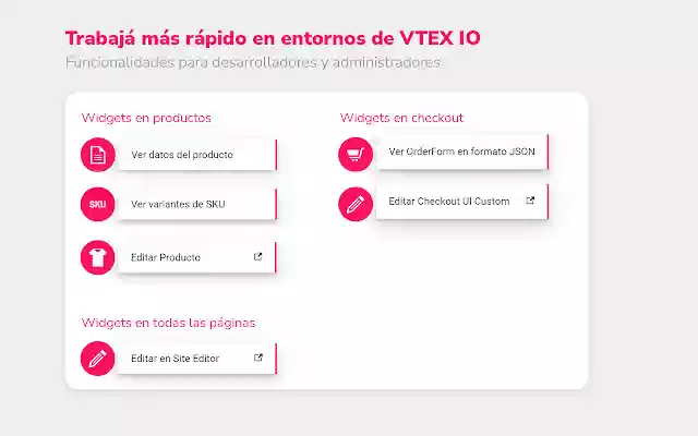 VTEX IO Shortcuts  from Chrome web store to be run with OffiDocs Chromium online