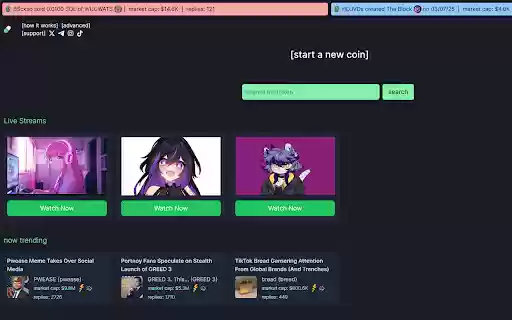 VTuber: Pump.Fun Live Streaming  from Chrome web store to be run with OffiDocs Chromium online