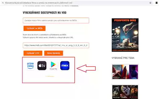 Vyhľadaj VOD  from Chrome web store to be run with OffiDocs Chromium online