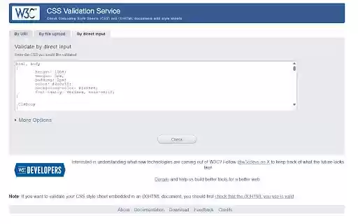 W3C CSS Validation  from Chrome web store to be run with OffiDocs Chromium online