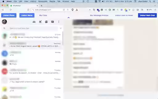 WA Blur: Hide Whatsapp™ chats by blurring from Chrome web store to be run with OffiDocs Chromium online WA Blur: Hide Whatsapp™ chats by blurring from Chrome web store to be run with OffiDocs Chromium online