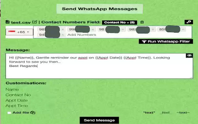 WAB Sender  from Chrome web store to be run with OffiDocs Chromium online