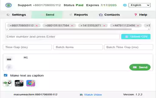 WA Bulk Message Sender  from Chrome web store to be run with OffiDocs Chromium online