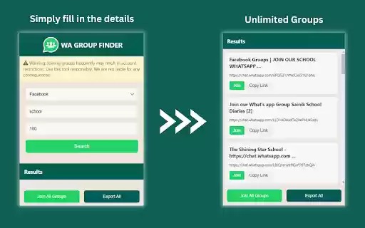 WA Group Finder Find WhatsApp groups  from Chrome web store to be run with OffiDocs Chromium online