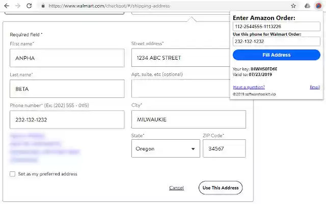 Walmart Auto Fill Address  from Chrome web store to be run with OffiDocs Chromium online